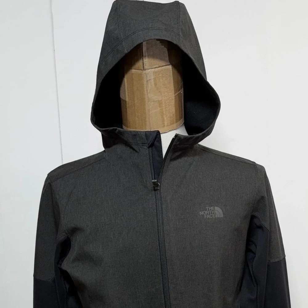 North Face Jacket Mens Small Kilowatt‎ Gray Black Full Zip Softshell Hooded